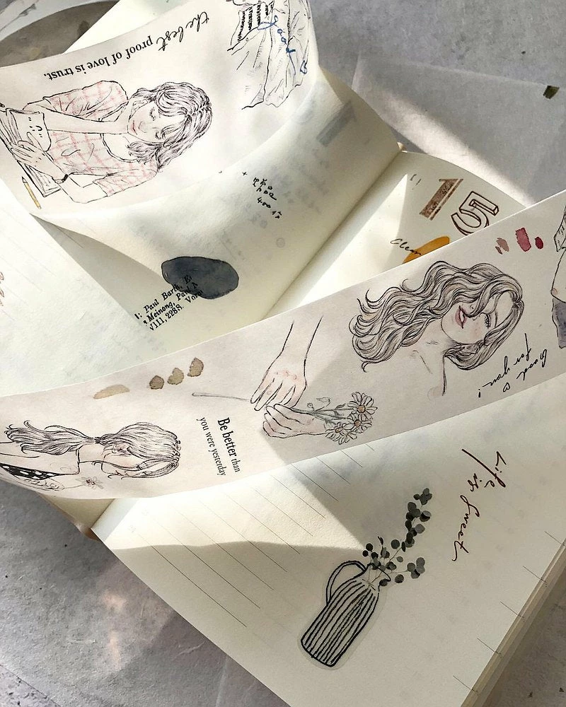 Promo ✨ Pion - Washi Tape - Sketch Girl ⌛ 4 Pion - Washi Tape - Sketch Girl