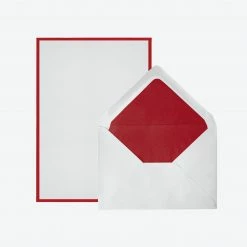Crown Mill - Letter Set - Silver Line - A5 - White/Red (Set Of 25) Letter Sets