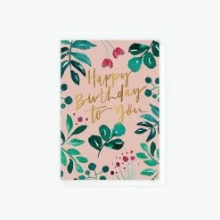 ELM Paper - Card - Birthday - Greenery Birthday Peach