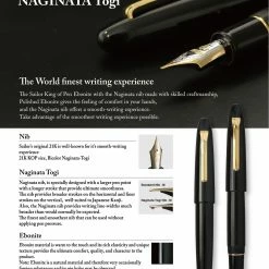 Sailor - Fountain Pen - 1911 King Of Pens - Ebonite (Gold) - Naginata Togi