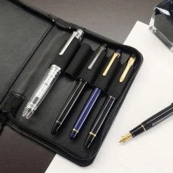 Pen & Pencil Cases Sailor - Pen Case - Leather - 5 Slot - Black