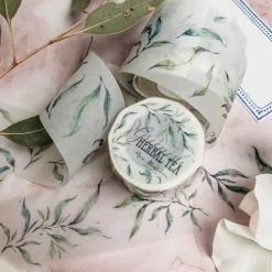 Meow Illustration - Washi Tape - Greenish Herbal Tea